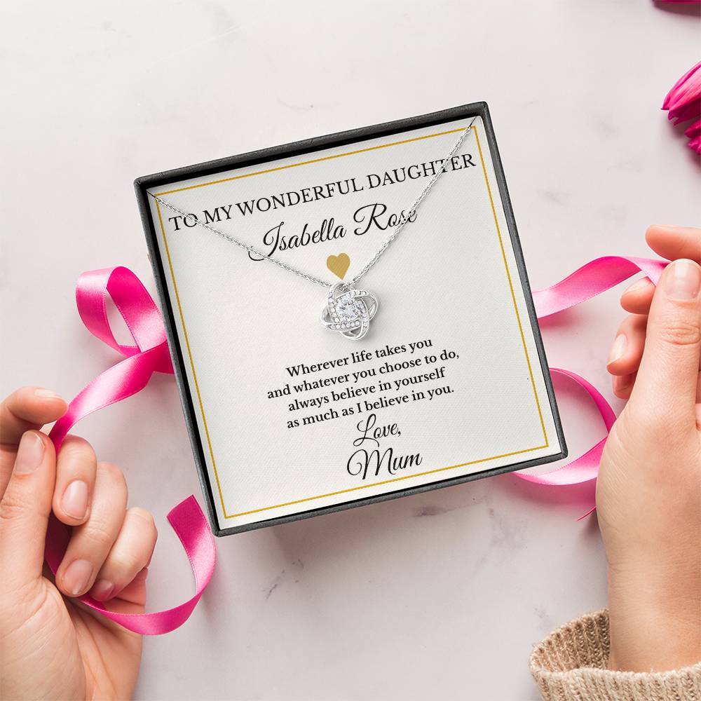 Personalised Love Knot Necklace for Daughter – Gift from Mum UK