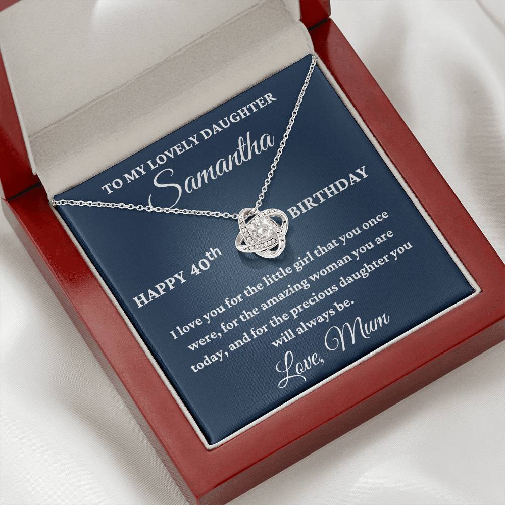 To My Lovely Daughter Personalised 40th Birthday Necklace β Love Knot Gift From Mum