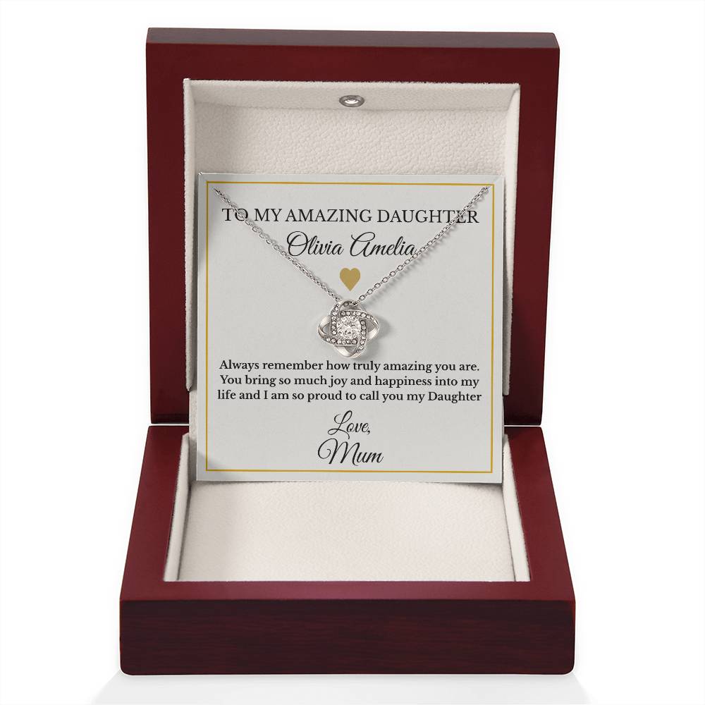 Personalised Love Knot Necklace for Daughter – Gift from Mum UK