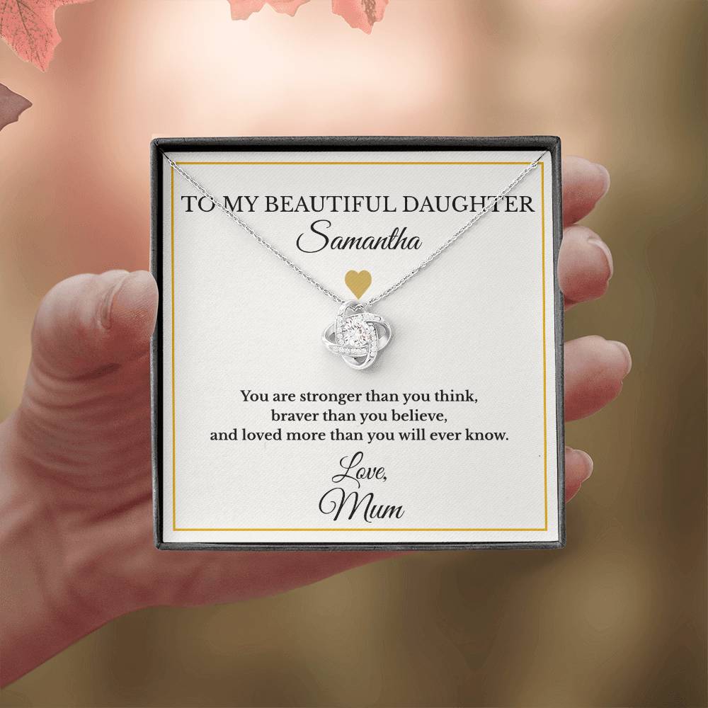 Personalised Love Knot Necklace for Daughter – Gift from Mum UK