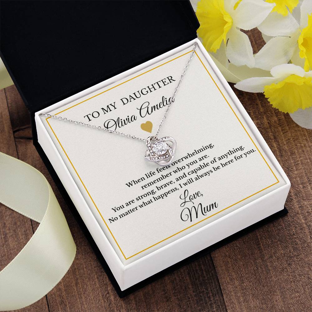 Personalised Love Knot Necklace for Daughter – Gift from Mum UK