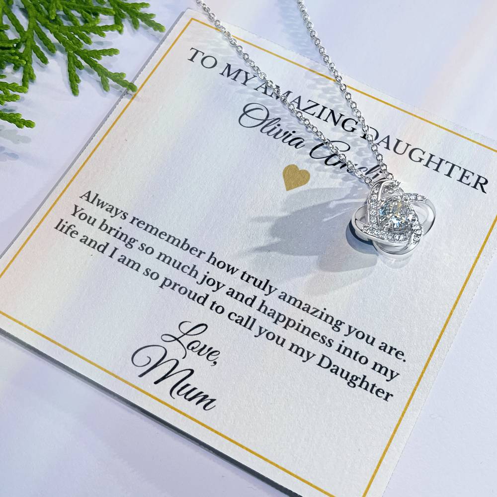 Personalised Love Knot Necklace for Daughter – Gift from Mum UK