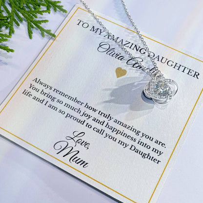 Personalised Love Knot Necklace for Daughter – Gift from Mum UK
