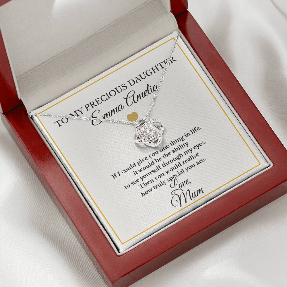 To My Precious Daughter – Personalised Love Knot Necklace from Mum