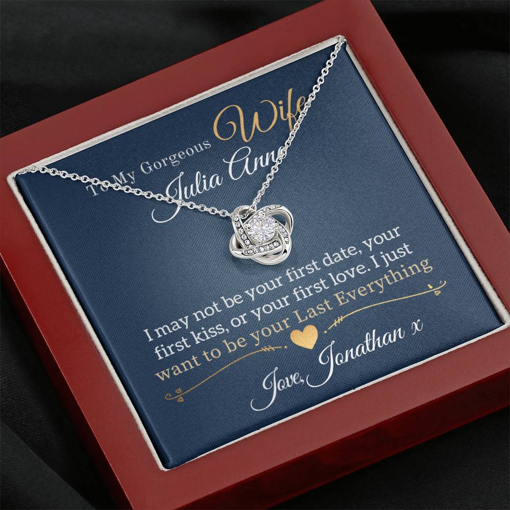 To My Gorgeous Wife Personalised Love Knot Necklace – Custom Name Gift for Wife