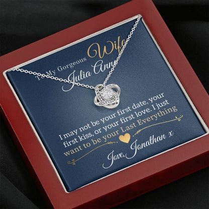 To My Gorgeous Wife Personalised Love Knot Necklace – Custom Name Gift for Wife