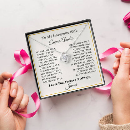Personalised Love Knot Necklace for Wife – Gift from Husband (Custom Name)