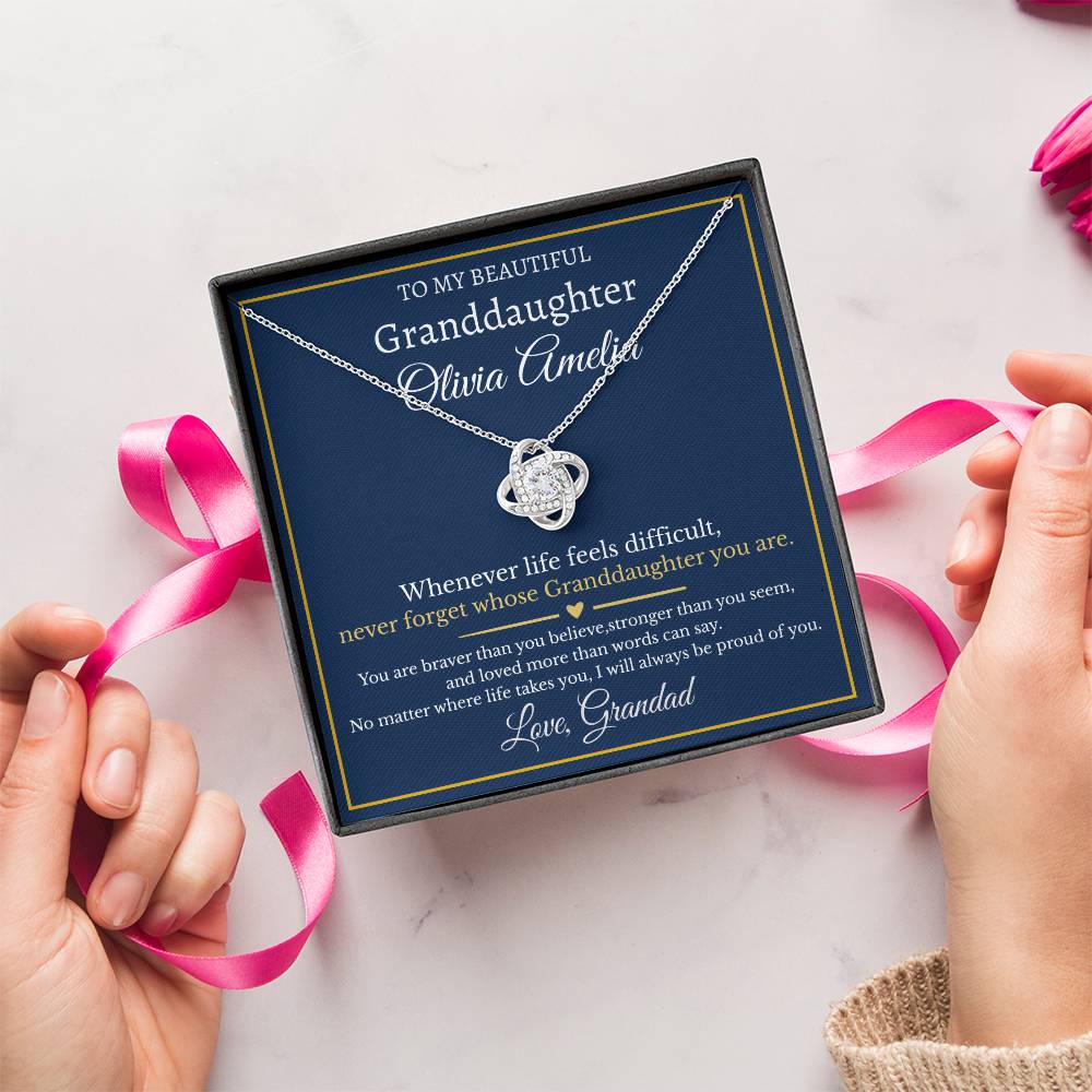 Granddaughter Necklace From Grandad – Personalised Love Knot Gift