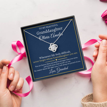 Granddaughter Necklace From Grandad – Personalised Love Knot Gift
