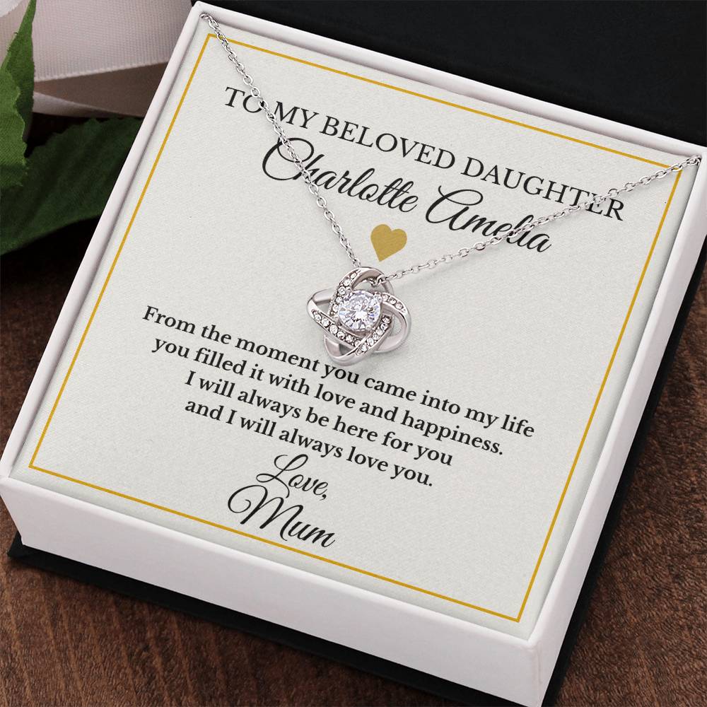 Personalised Love Knot Necklace for Daughter – Gift from Mum UK