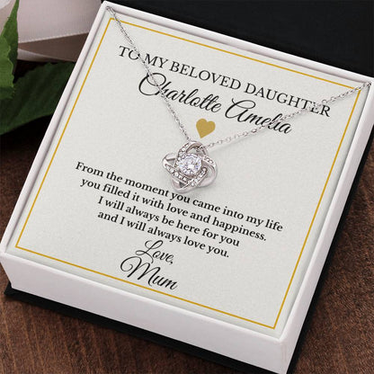 Personalised Love Knot Necklace for Daughter – Gift from Mum UK