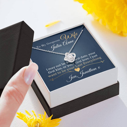 To My Gorgeous Wife Personalised Love Knot Necklace – Custom Name Gift for Wife
