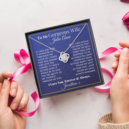 Personalised Love Knot Necklace for Wife – Gift from Husband (Custom Name)