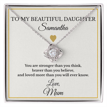 Personalised Love Knot Necklace for Daughter – Gift from Mum UK
