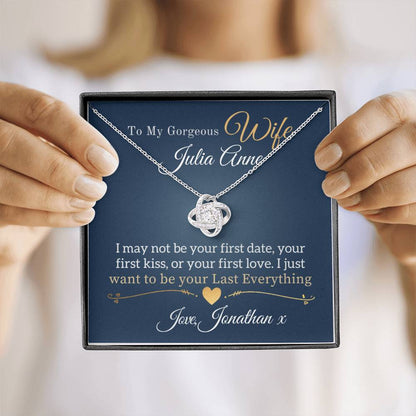 To My Gorgeous Wife Personalised Love Knot Necklace – Custom Name Gift for Wife