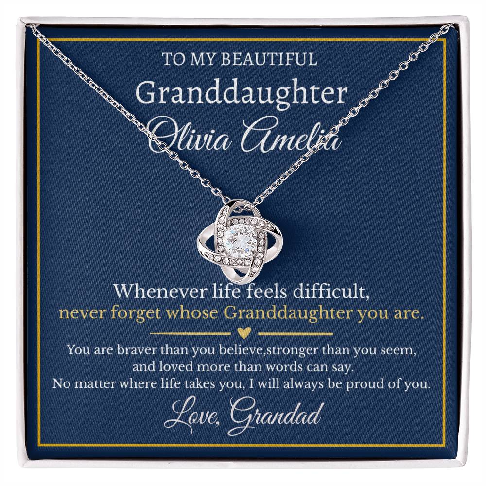 Granddaughter Necklace From Grandad – Personalised Love Knot Gift