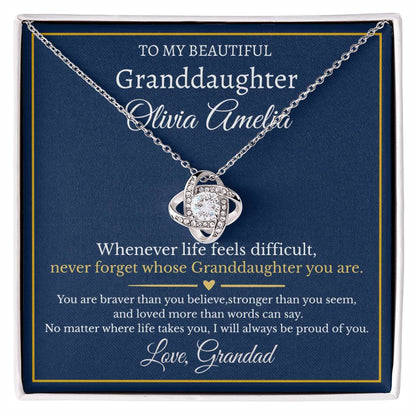 Granddaughter Necklace From Grandad – Personalised Love Knot Gift