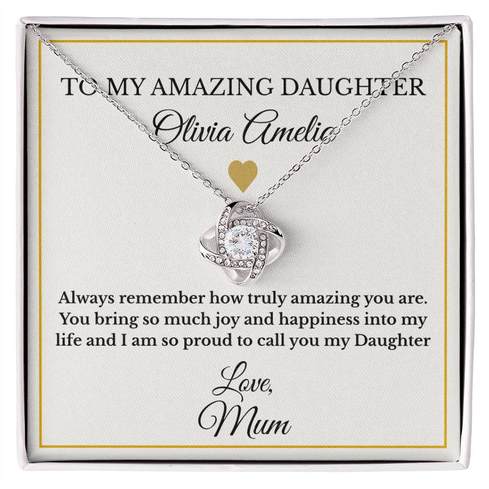 Personalised Love Knot Necklace for Daughter – Gift from Mum UK