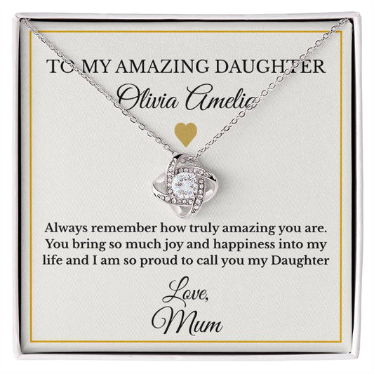 Personalised Love Knot Necklace for Daughter – Gift from Mum UK