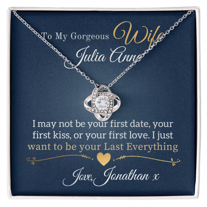 To My Gorgeous Wife Personalised Love Knot Necklace – Custom Name Gift for Wife