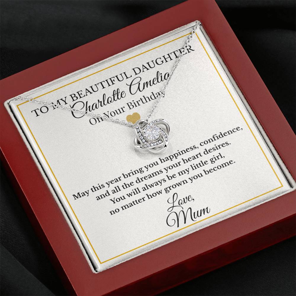 Personalised Love Knot Necklace for Daughter -  Birthday Gift from Mum UK