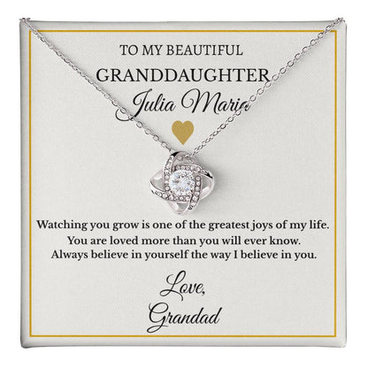 Personalised Love Knot Necklace for Granddaughter – Gift from Grandparents