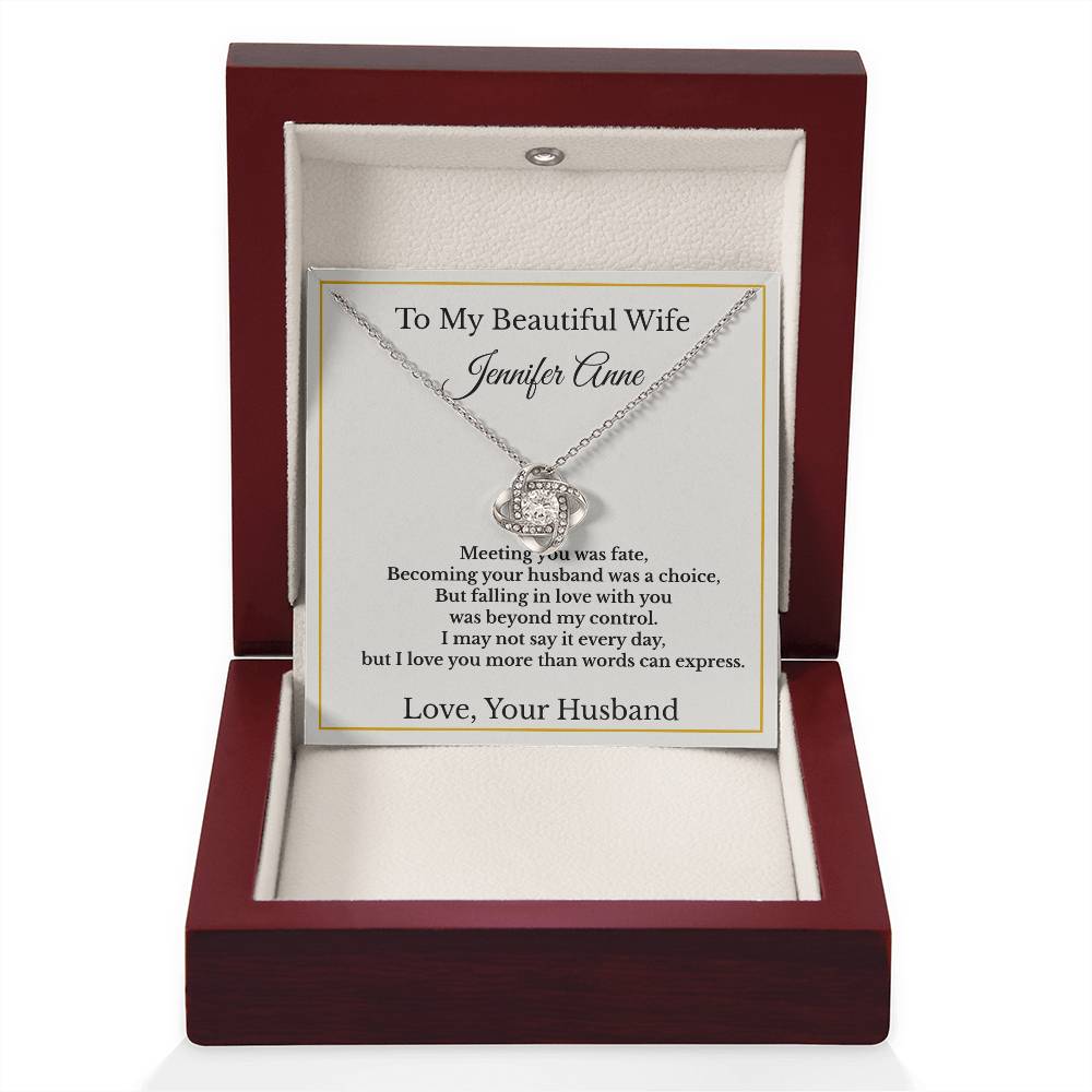 Personalised Love Knot Necklace for Wife – Gift from Husband UK