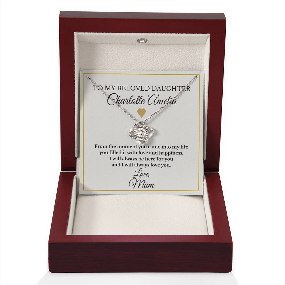 Personalised Love Knot Necklace for Daughter – Gift from Mum UK