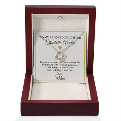 Personalised Love Knot Necklace for Daughter – Gift from Mum UK