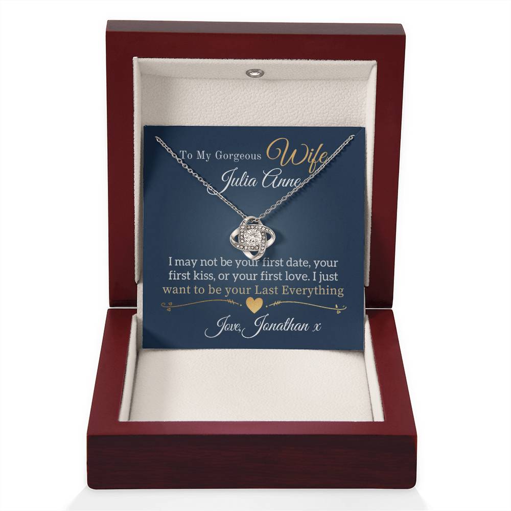 To My Gorgeous Wife Personalised Love Knot Necklace – Custom Name Gift for Wife