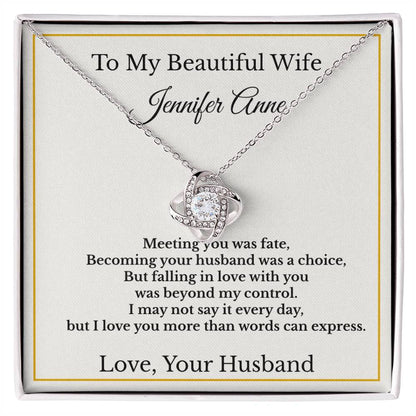 Personalised Love Knot Necklace for Wife – Gift from Husband UK
