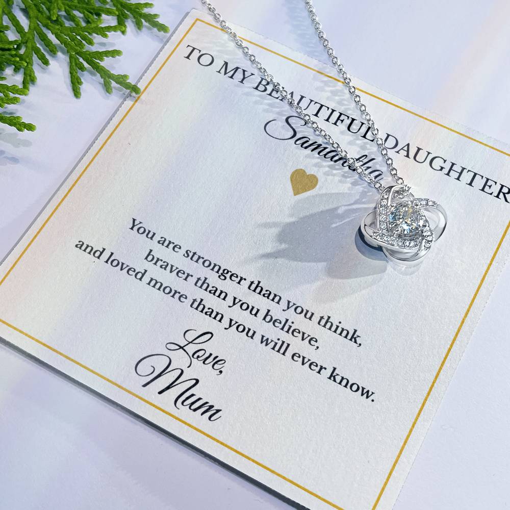 Personalised Love Knot Necklace for Daughter – Gift from Mum UK