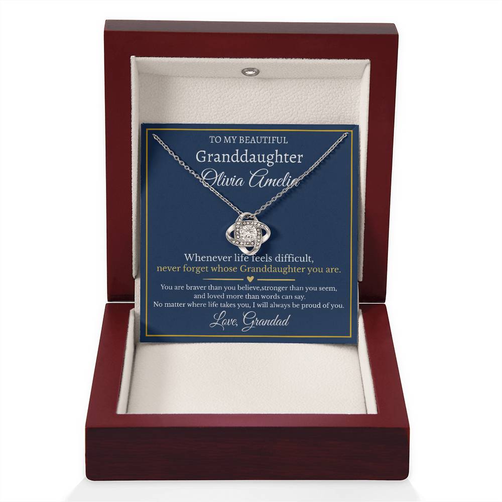 Granddaughter Necklace From Grandad – Personalised Love Knot Gift