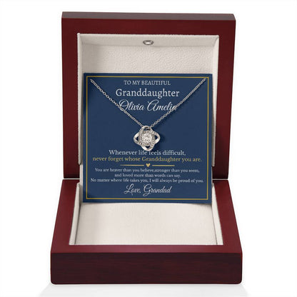 Granddaughter Necklace From Grandad – Personalised Love Knot Gift