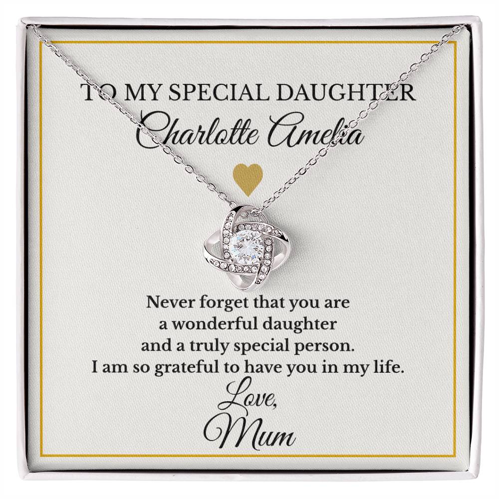 Personalised Love Knot Necklace for Daughter – Gift from Mum UK