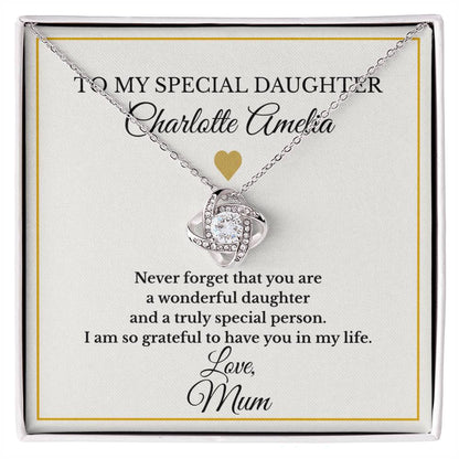 Personalised Love Knot Necklace for Daughter – Gift from Mum UK