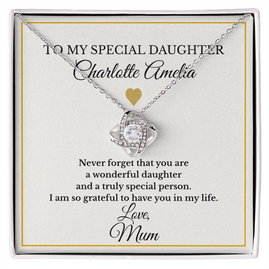 Personalised Love Knot Necklace for Daughter – Gift from Mum UK