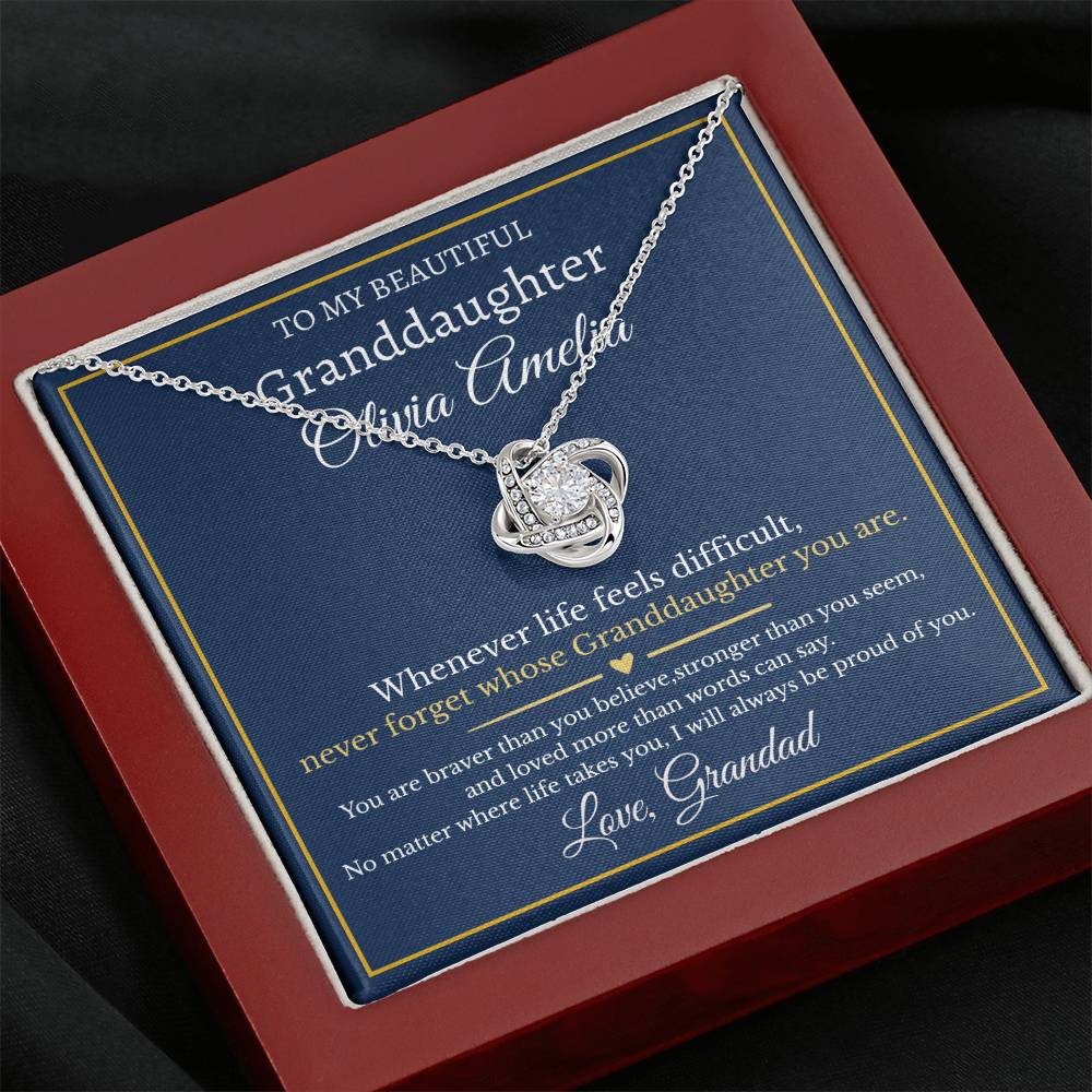 Granddaughter Necklace From Grandad – Personalised Love Knot Gift