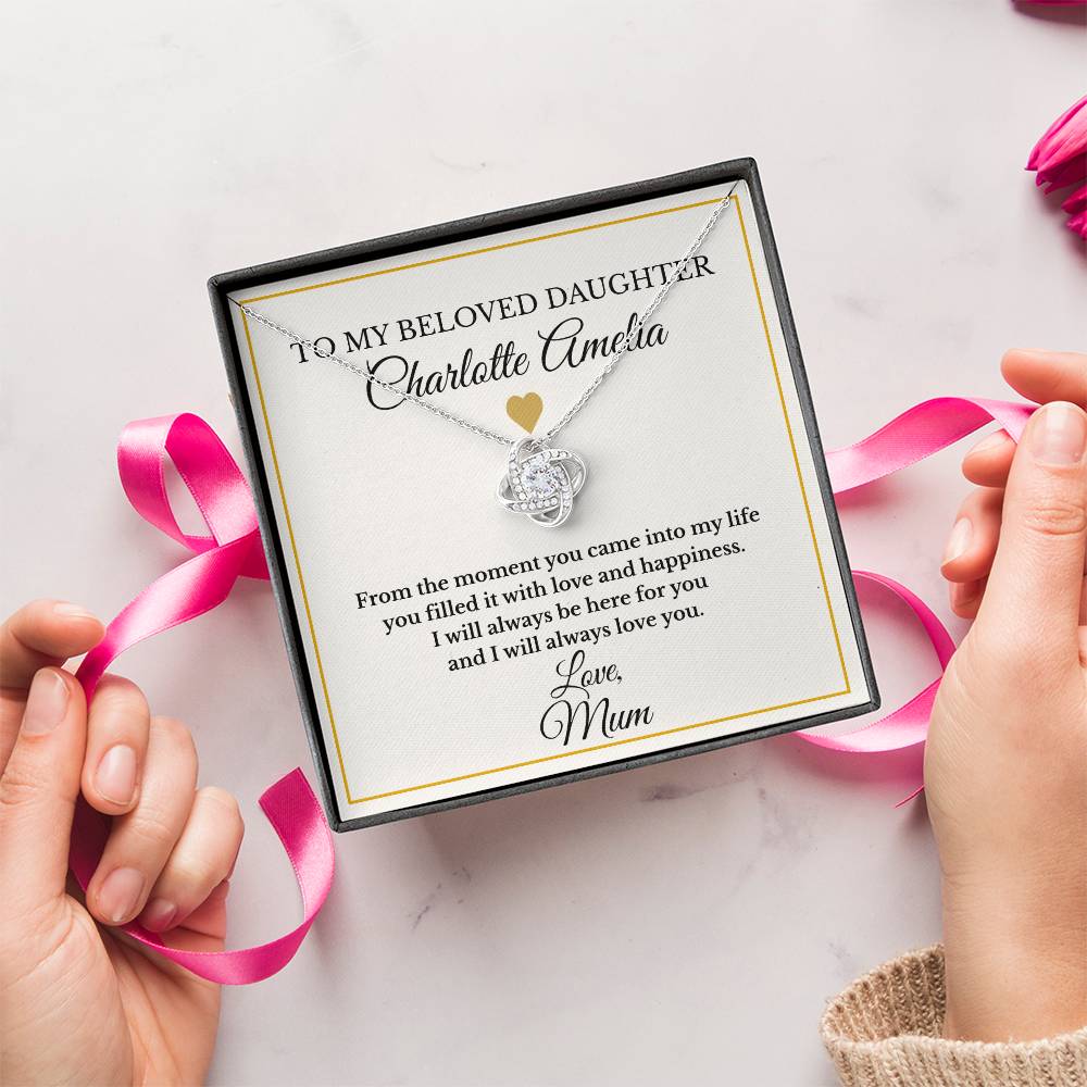 Personalised Love Knot Necklace for Daughter – Gift from Mum UK