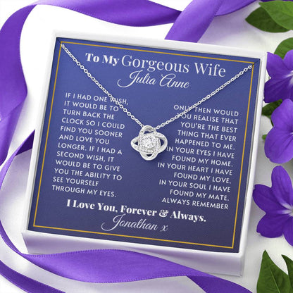 Personalised Love Knot Necklace for Wife – Gift from Husband (Custom Name)