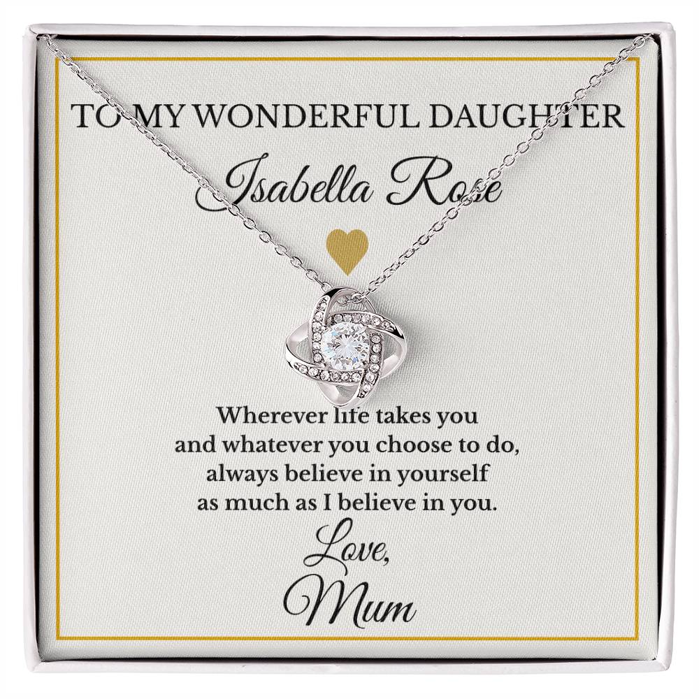 Personalised Love Knot Necklace for Daughter – Gift from Mum UK