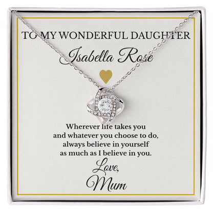 Personalised Love Knot Necklace for Daughter – Gift from Mum UK