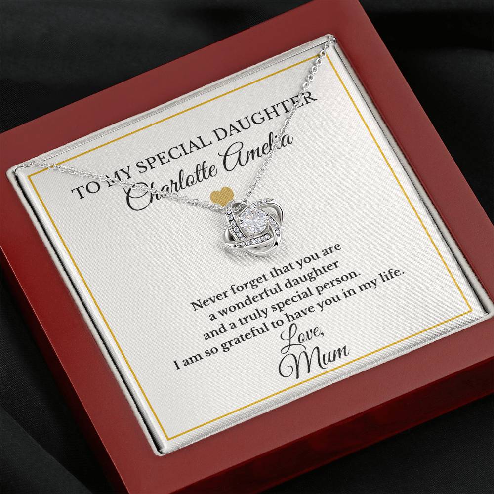Personalised Love Knot Necklace for Daughter – Gift from Mum UK