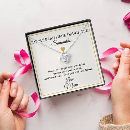 Personalised Love Knot Necklace for Daughter – Gift from Mum UK