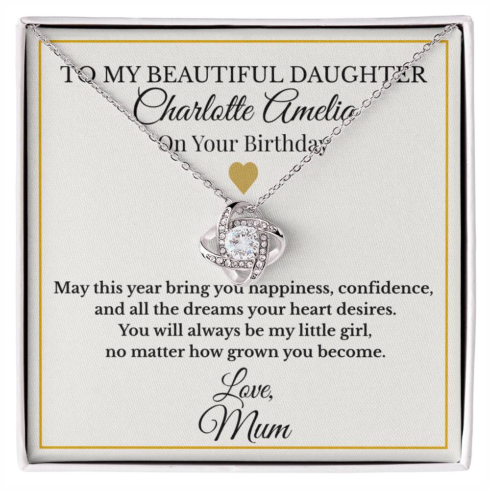 Personalised Love Knot Necklace for Daughter -  Birthday Gift from Mum UK