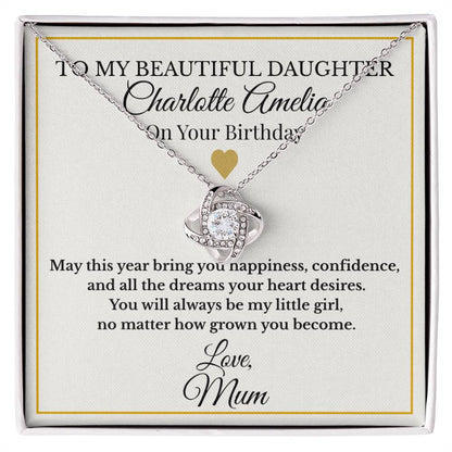 Personalised Love Knot Necklace for Daughter -  Birthday Gift from Mum UK