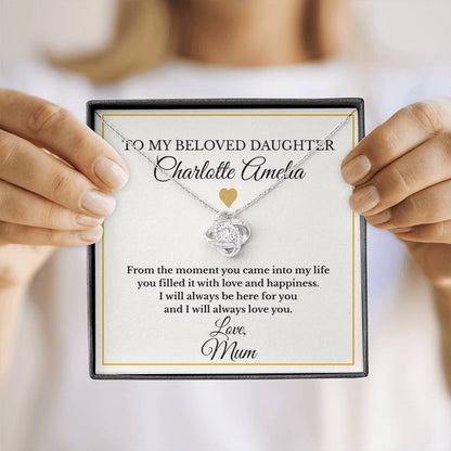 Personalised Love Knot Necklace for Daughter – Gift from Mum UK