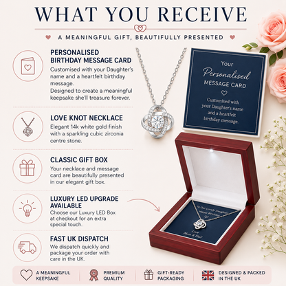 To Our Lovely Daughter Personalised 40th Birthday Necklace – Love Knot Gift From Mum & Dad