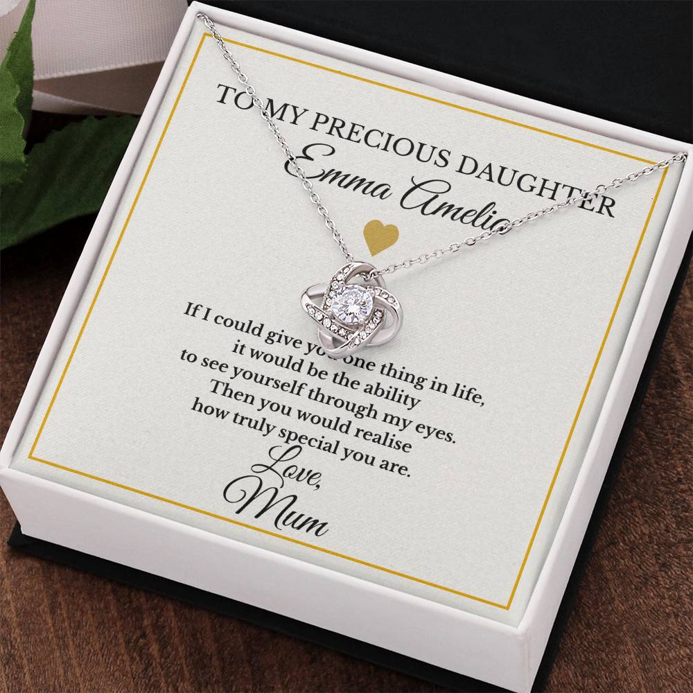To My Precious Daughter – Personalised Love Knot Necklace from Mum