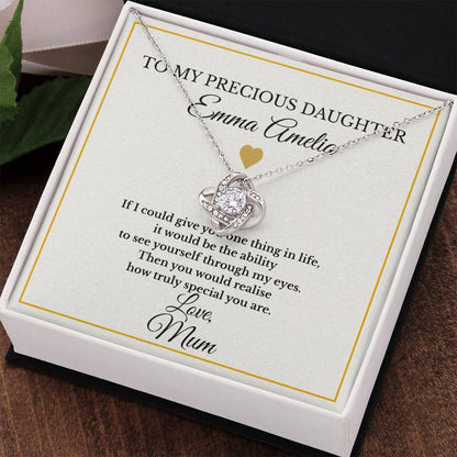 To My Precious Daughter – Personalised Love Knot Necklace from Mum